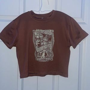light brown crop monster shirt